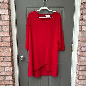 Chico’s Bright Red Asymmetric Tunic Top